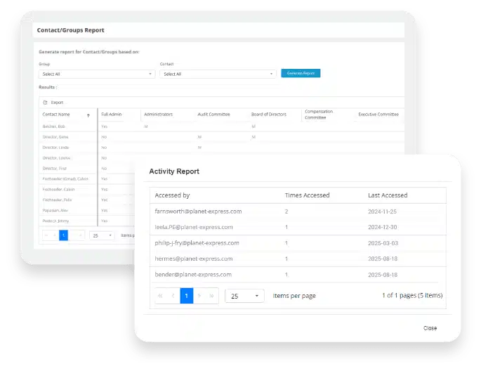 Aprio access reports: who accessed each board document and when